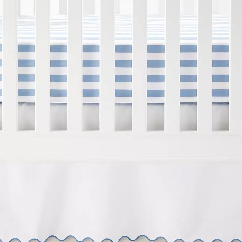 Serena & Lily Wave Crib Skirt French Blue NWT